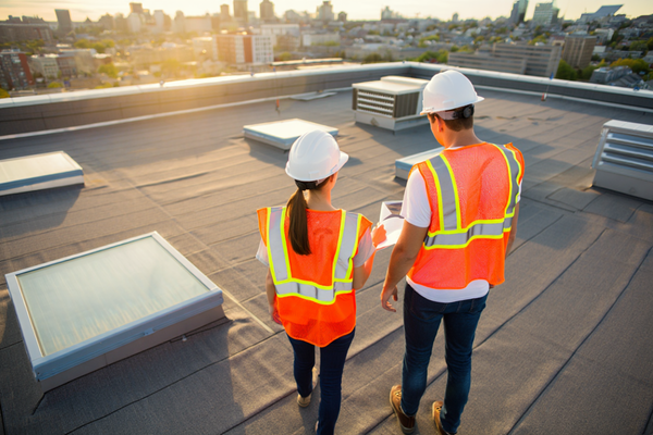 Techniciens inspection toit